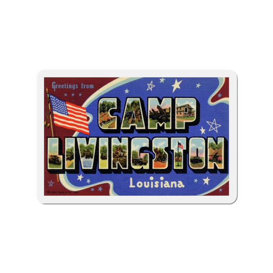 Greetings from Camp Livingston Louisiana (Greeting Postcards) Die-Cut Magnet-3" x 3"-The Sticker Space