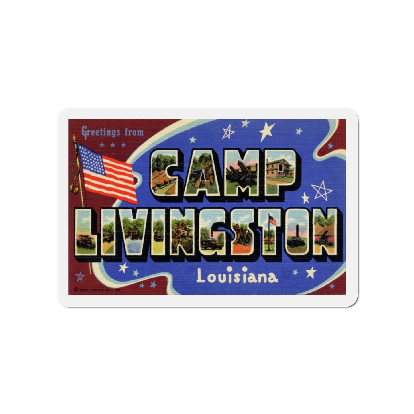 Greetings from Camp Livingston Louisiana (Greeting Postcards) Die-Cut Magnet-4" x 4"-The Sticker Space