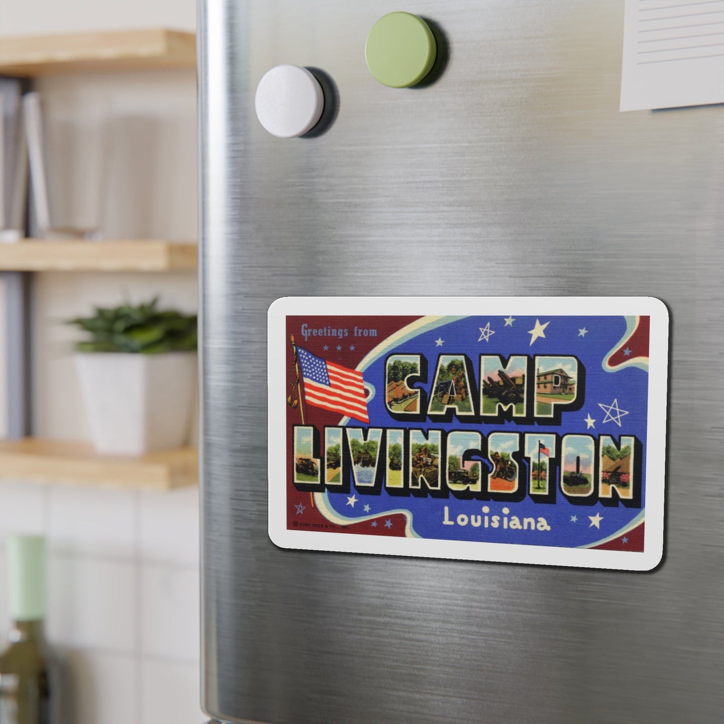 Greetings from Camp Livingston Louisiana (Greeting Postcards) Die-Cut Magnet-The Sticker Space