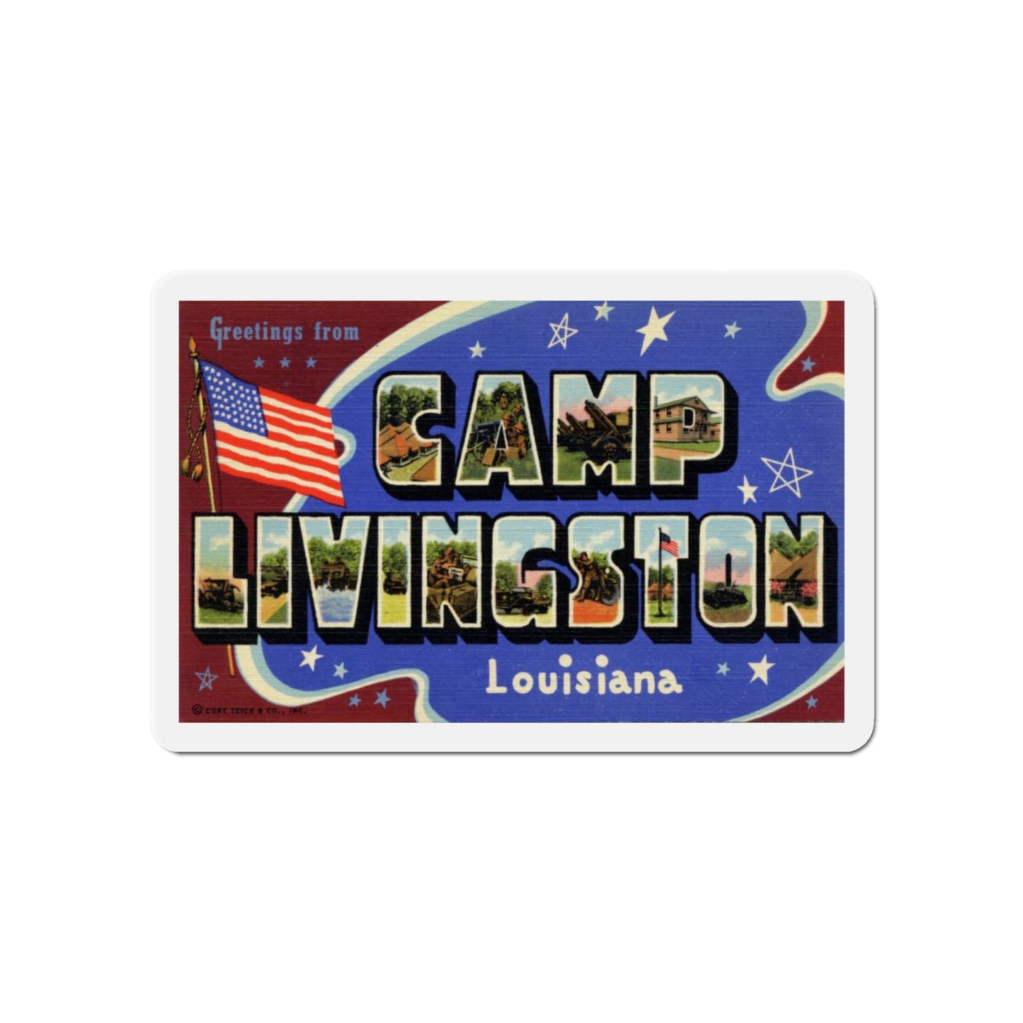 Greetings from Camp Livingston Louisiana (Greeting Postcards) Die-Cut Magnet-6 × 6"-The Sticker Space