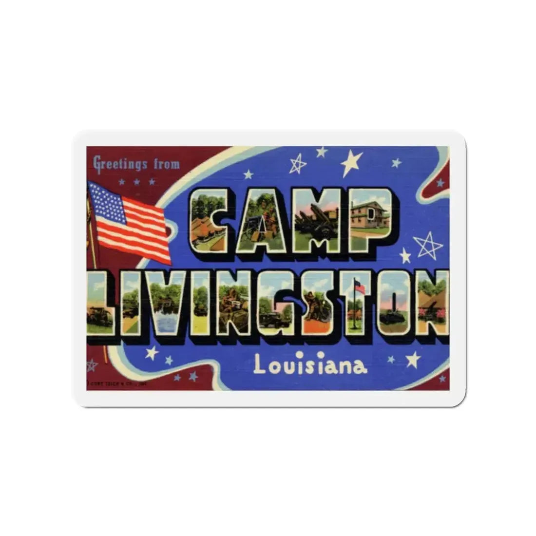 Greetings from Camp Livingston Louisiana (Greeting Postcards) Refrigerator Magnet 2 Inch - The Sticker Space
