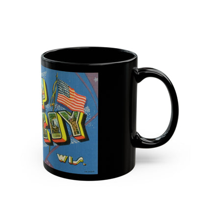 Greetings from Camp Mc Coy Wis (Greeting Postcards) Black Coffee Mug-The Sticker Space