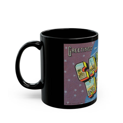 Greetings from Camp Mc Coy Wis (Greeting Postcards) Black Coffee Mug-The Sticker Space