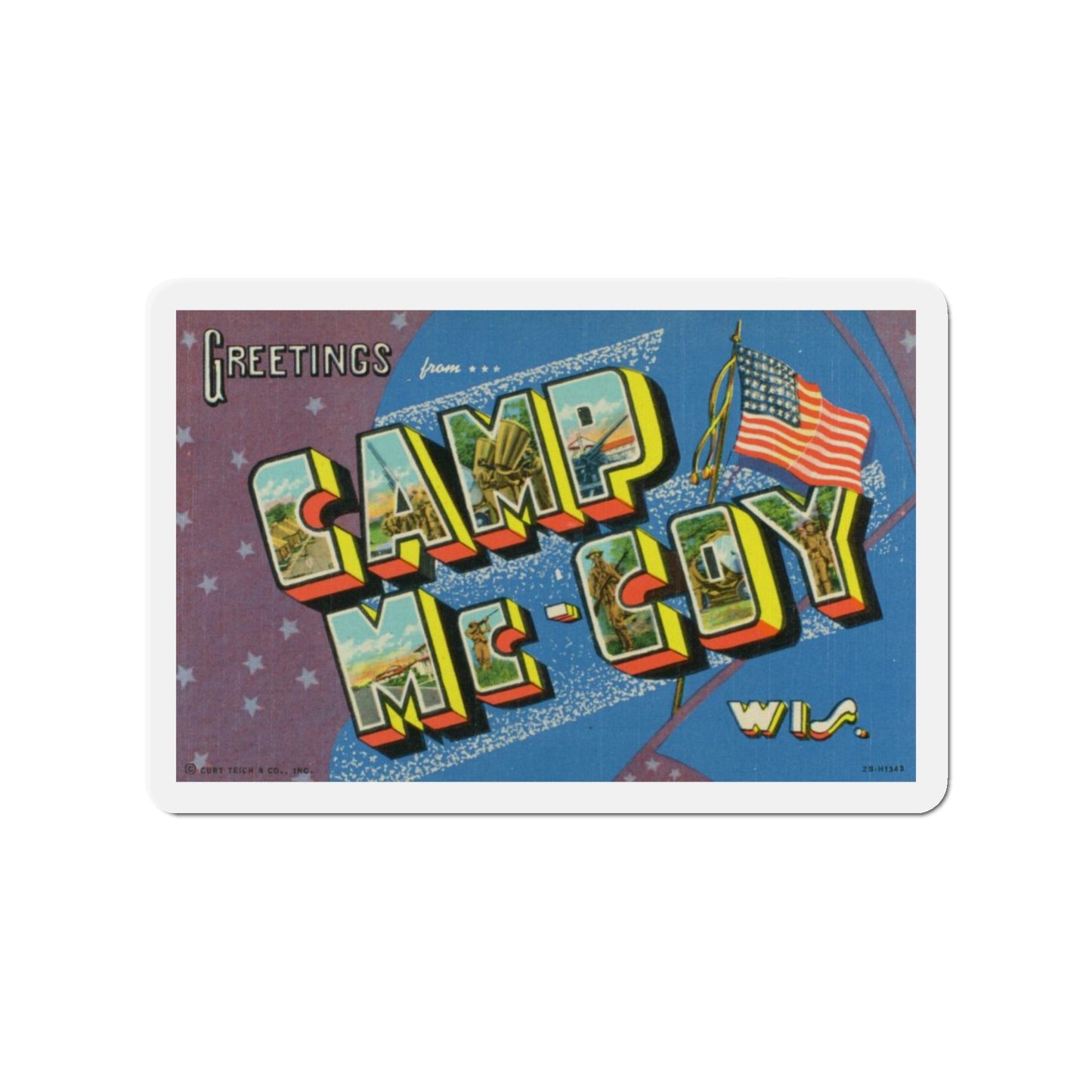 Greetings from Camp McCoy Wisconsin (Greeting Postcards) Die-Cut Magnet-3" x 3"-The Sticker Space