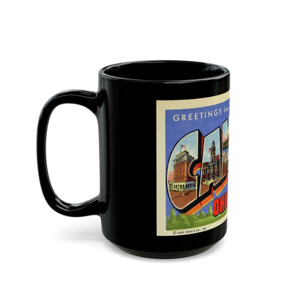 Greetings from Canton Ohio (Greeting Postcards) Black Coffee Mug-The Sticker Space