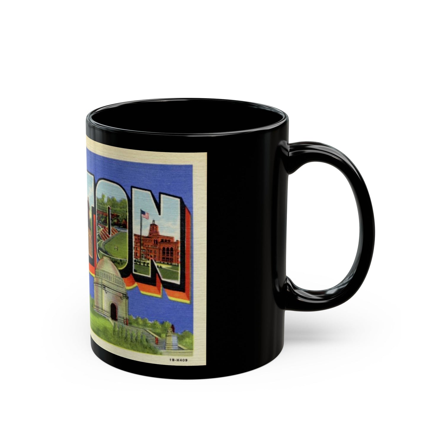 Greetings from Canton Ohio (Greeting Postcards) Black Coffee Mug-The Sticker Space