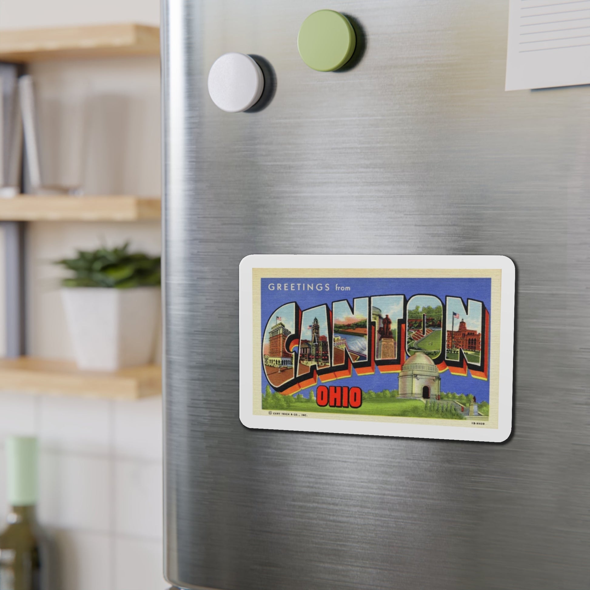 Greetings from Canton Ohio (Greeting Postcards) Die-Cut Magnet-The Sticker Space