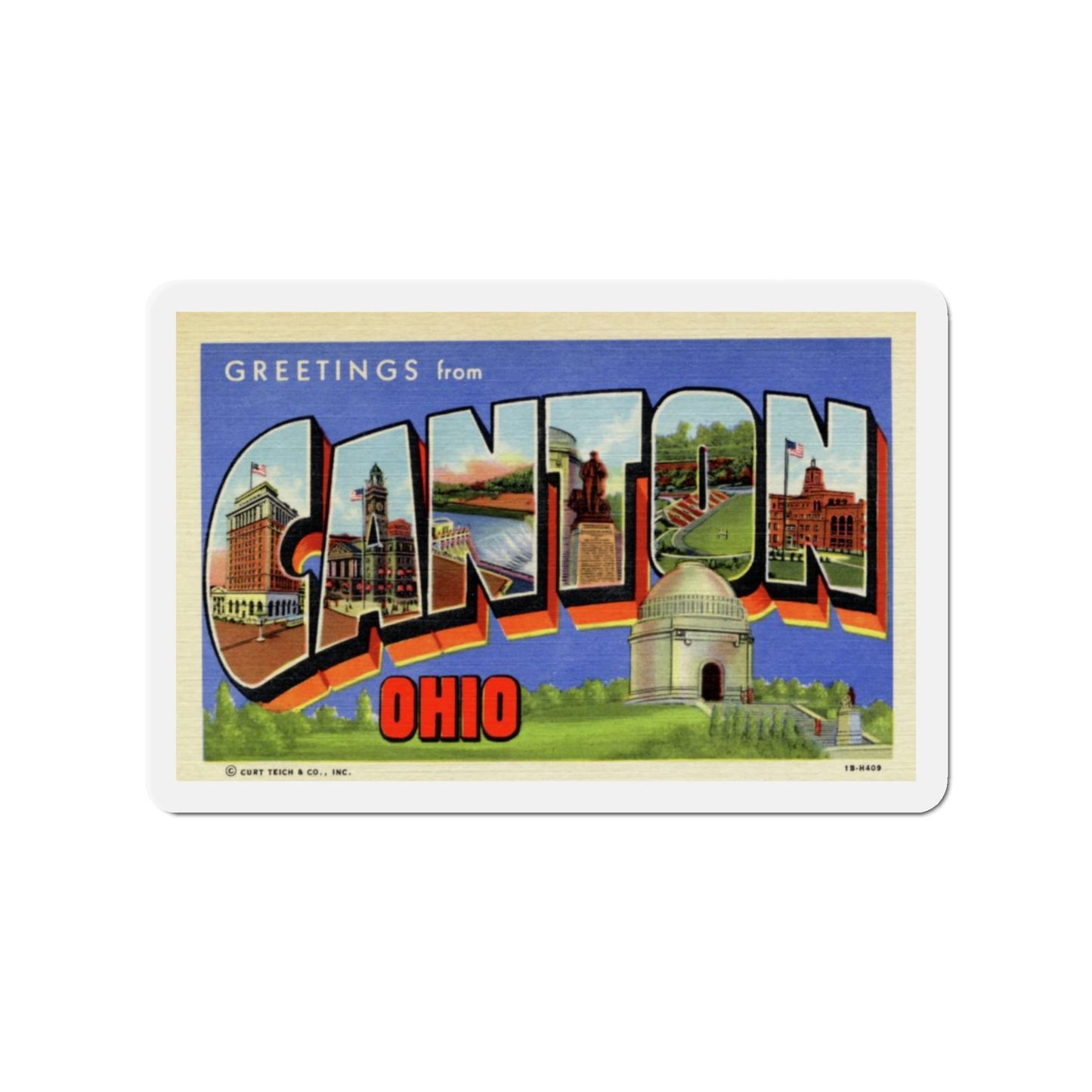 Greetings from Canton Ohio (Greeting Postcards) Die-Cut Magnet-3" x 3"-The Sticker Space