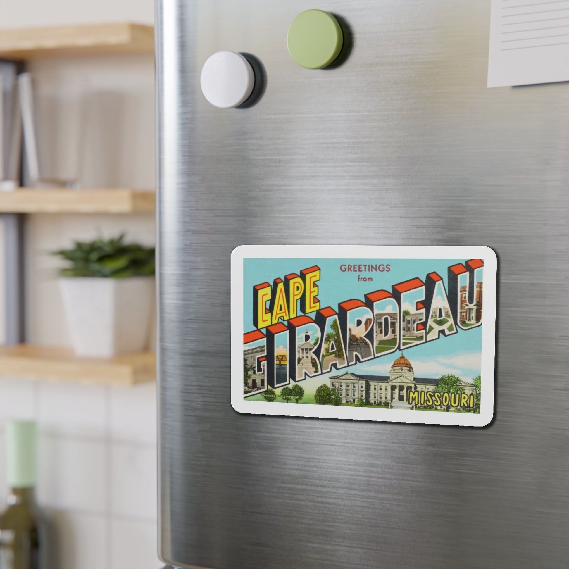 Greetings from Cape Girardeau Missouri (Greeting Postcards) Die-Cut Magnet-The Sticker Space