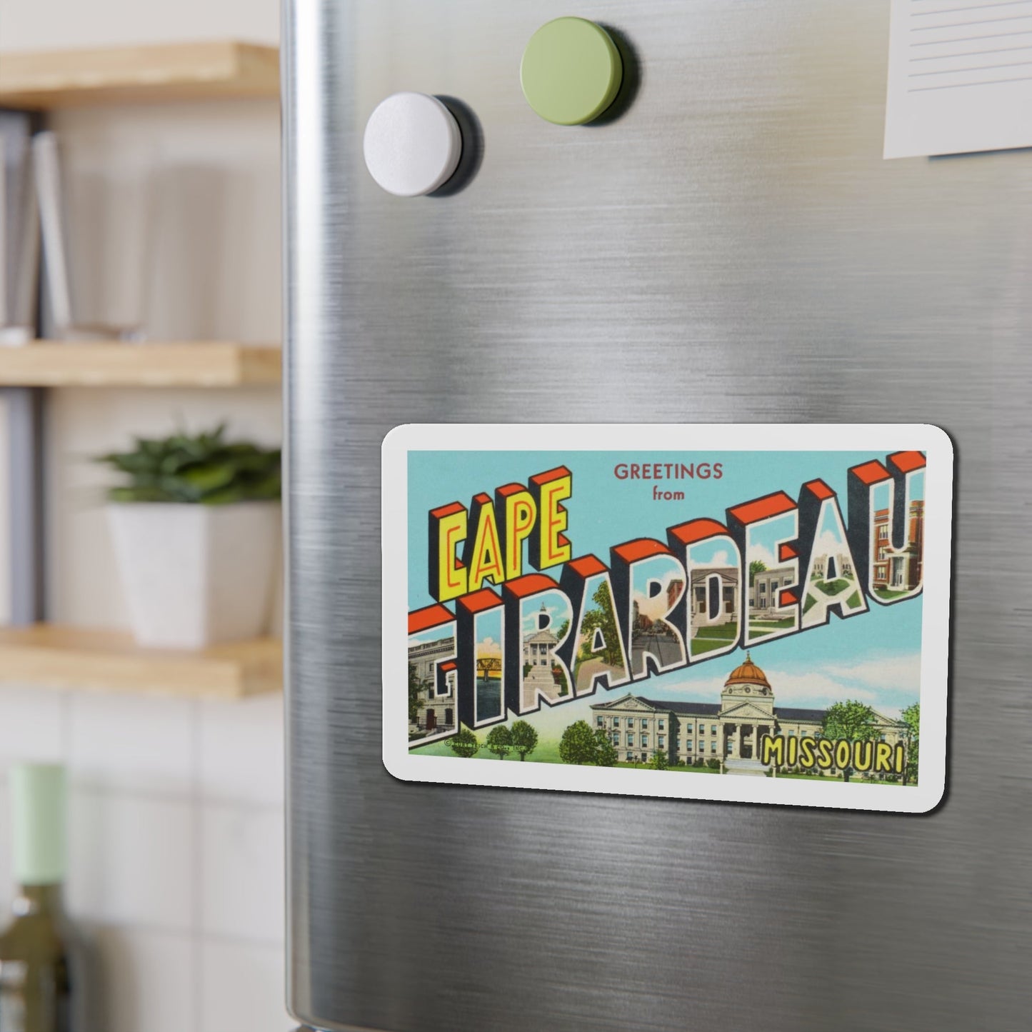 Greetings from Cape Girardeau Missouri (Greeting Postcards) Die-Cut Magnet-The Sticker Space