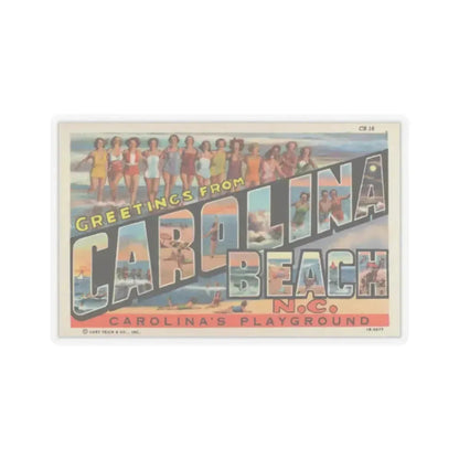 Greetings from Carolina Beach NC (Greeting Postcards) STICKER Vinyl Kiss-Cut Decal 2 Inch Transparent - The Sticker Space