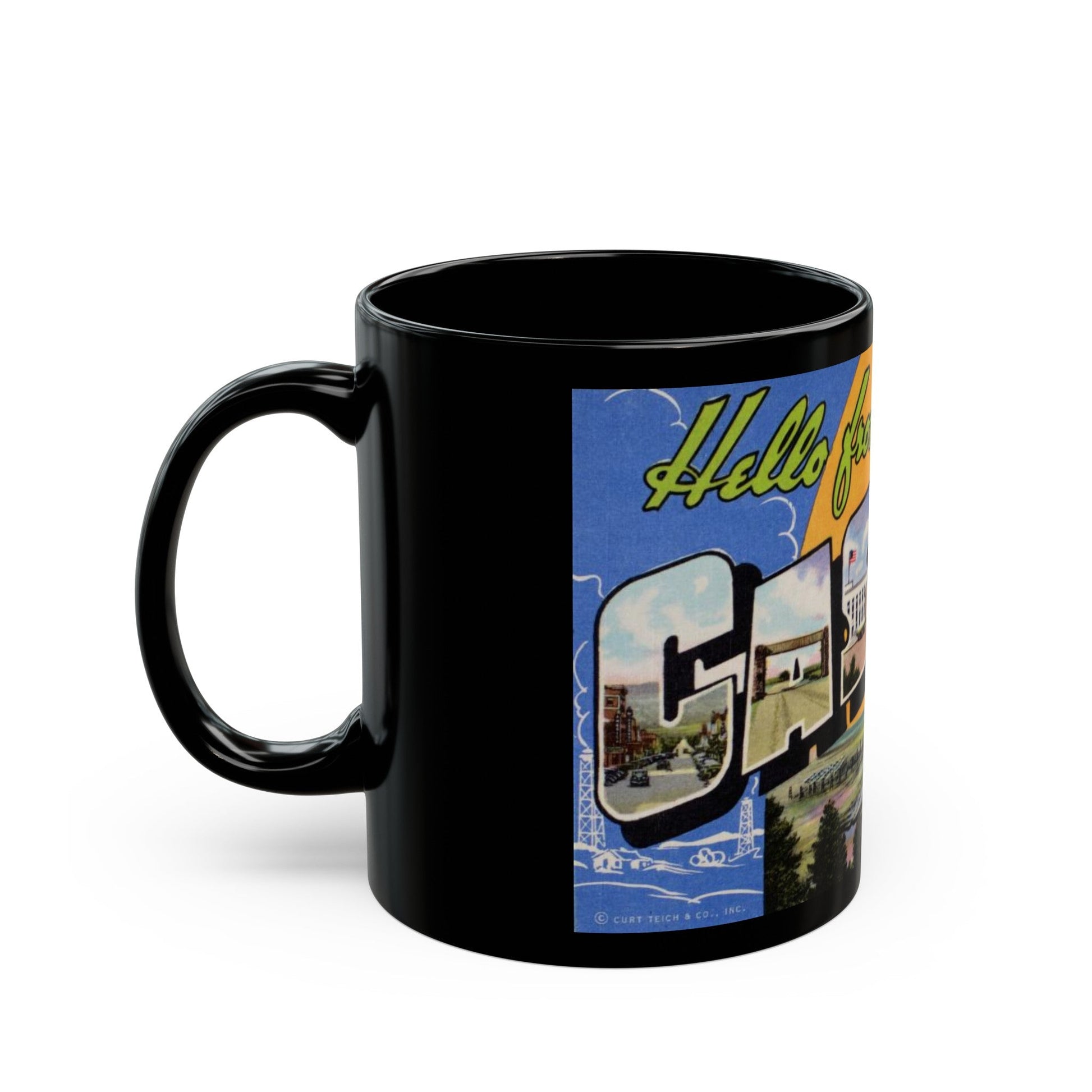 Greetings from Casper Wyoming (Greeting Postcards) Black Coffee Mug-The Sticker Space