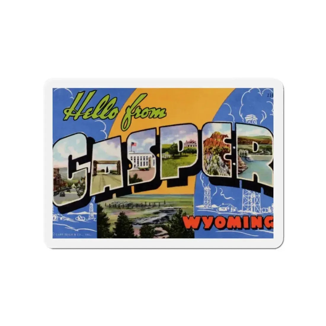 Greetings from Casper Wyoming (Greeting Postcards) Refrigerator Magnet 2 Inch - The Sticker Space