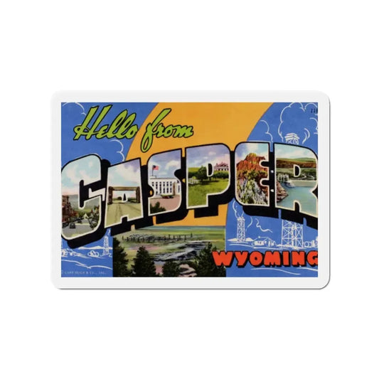 Greetings from Casper Wyoming (Greeting Postcards) Refrigerator Magnet 2 Inch - The Sticker Space