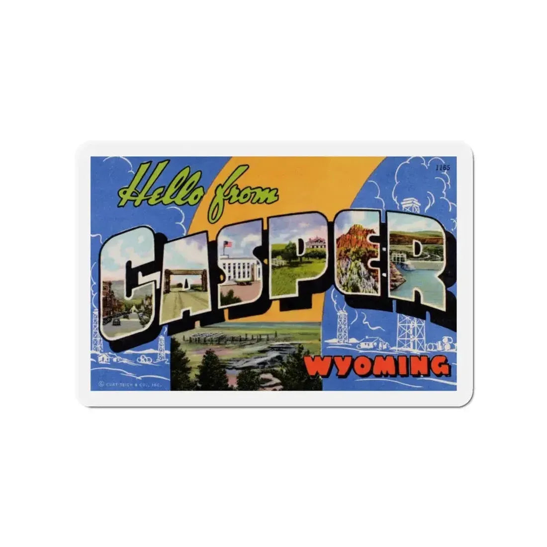 Greetings from Casper Wyoming (Greeting Postcards) Refrigerator Magnet 4 Inch - The Sticker Space
