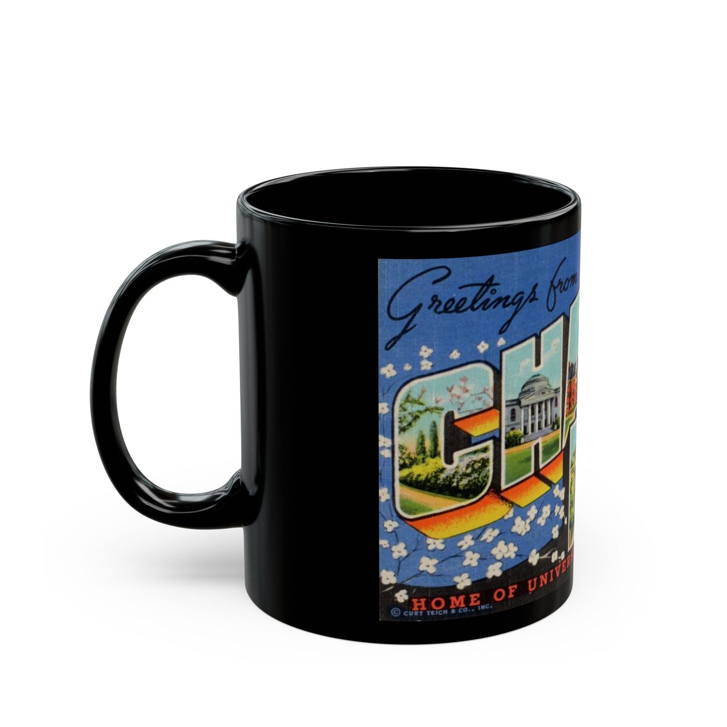 Greetings from Chapel Hill (Greeting Postcards) Black Coffee Mug-The Sticker Space