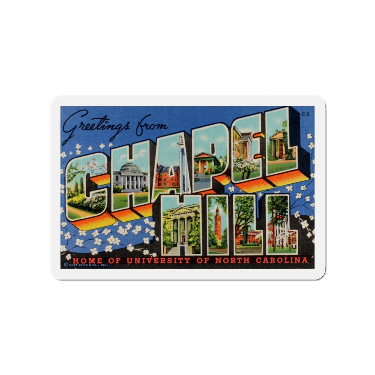 Greetings from Chapel Hill (Greeting Postcards) Die-Cut Magnet-3" x 3"-The Sticker Space