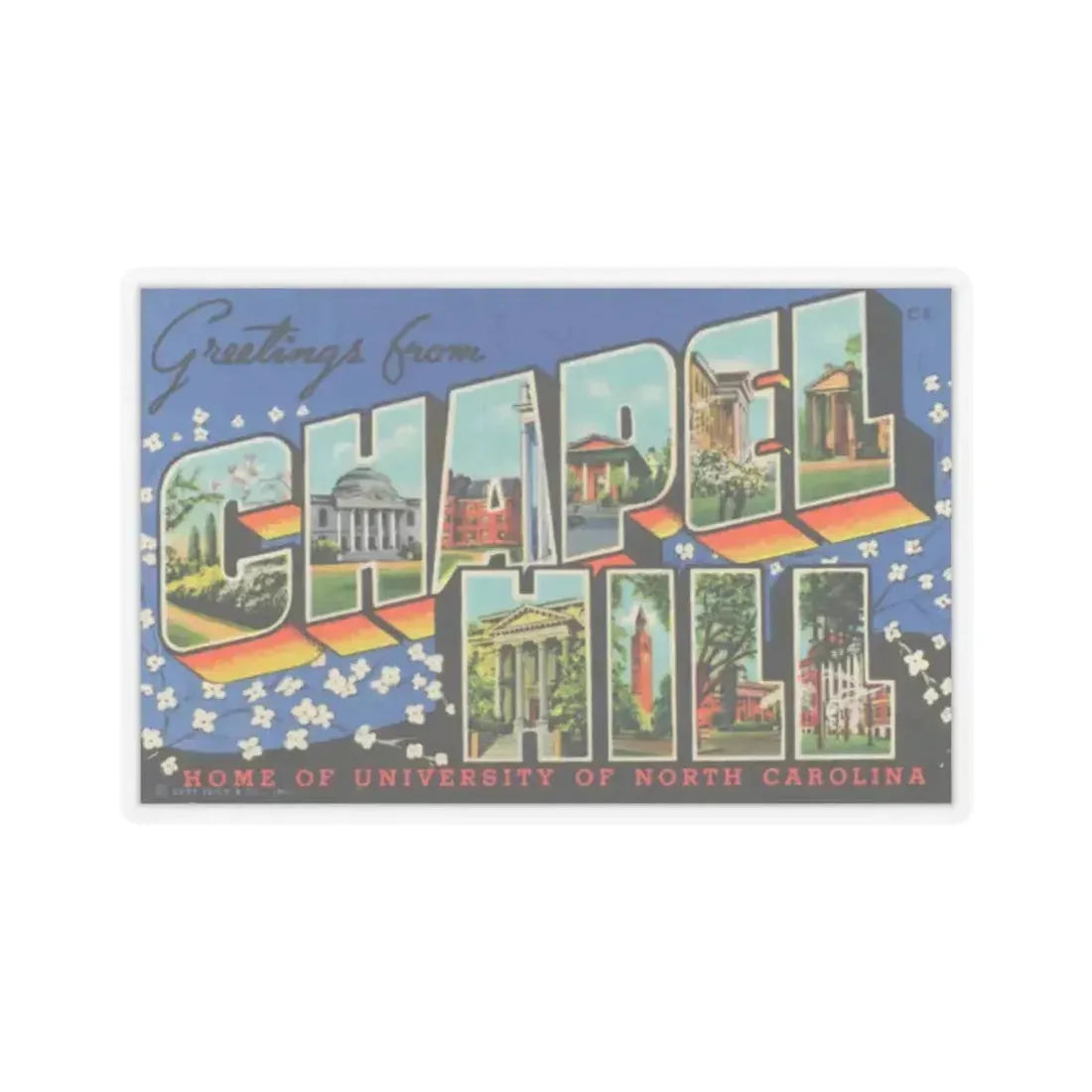 Greetings from Chapel Hill (Greeting Postcards) STICKER Vinyl Kiss-Cut Decal 2 Inch Transparent - The Sticker Space