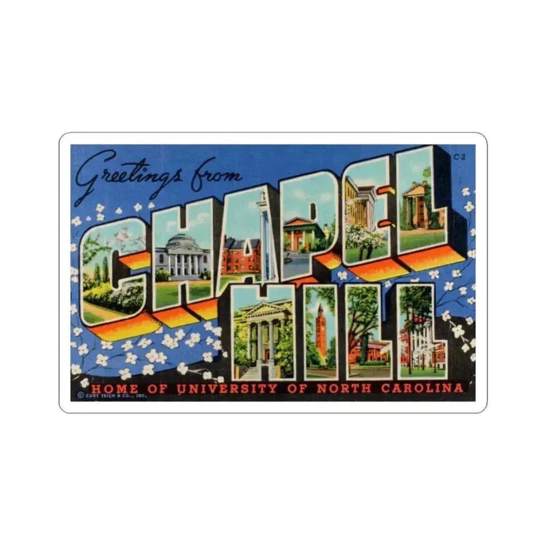 Greetings from Chapel Hill (Greeting Postcards) STICKER Vinyl Kiss-Cut Decal 3 Inch White - The Sticker Space