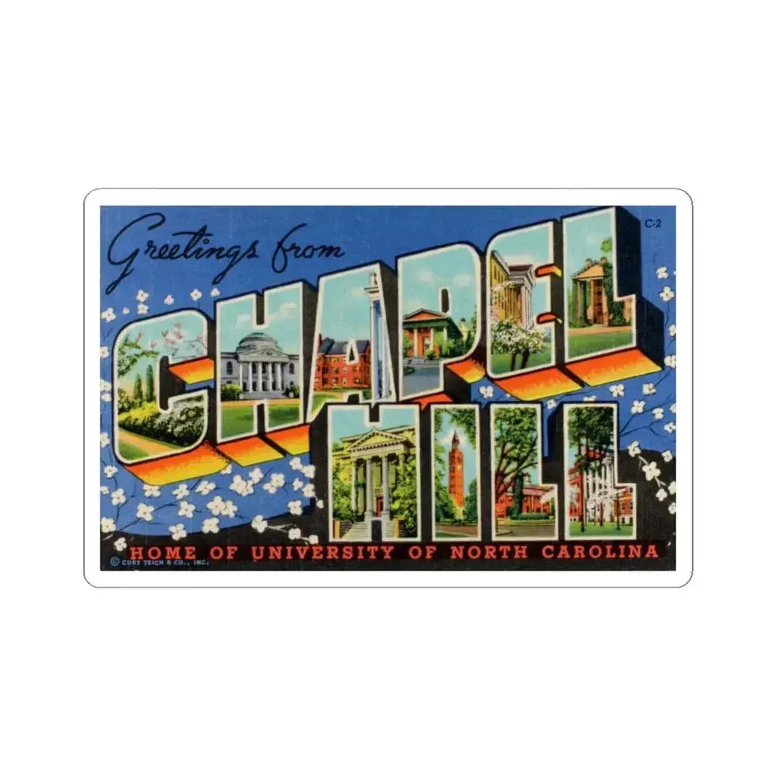 Greetings from Chapel Hill (Greeting Postcards) STICKER Vinyl Kiss-Cut Decal 6 Inch White - The Sticker Space