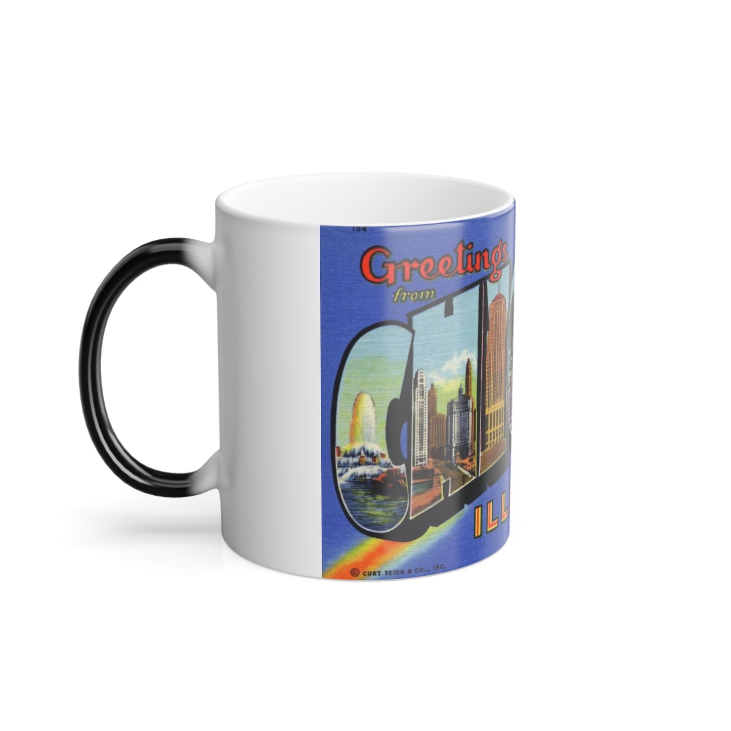 Greetings from Chicago Illinois (Greeting Postcards) Color Changing Mug 11oz-11oz-The Sticker Space