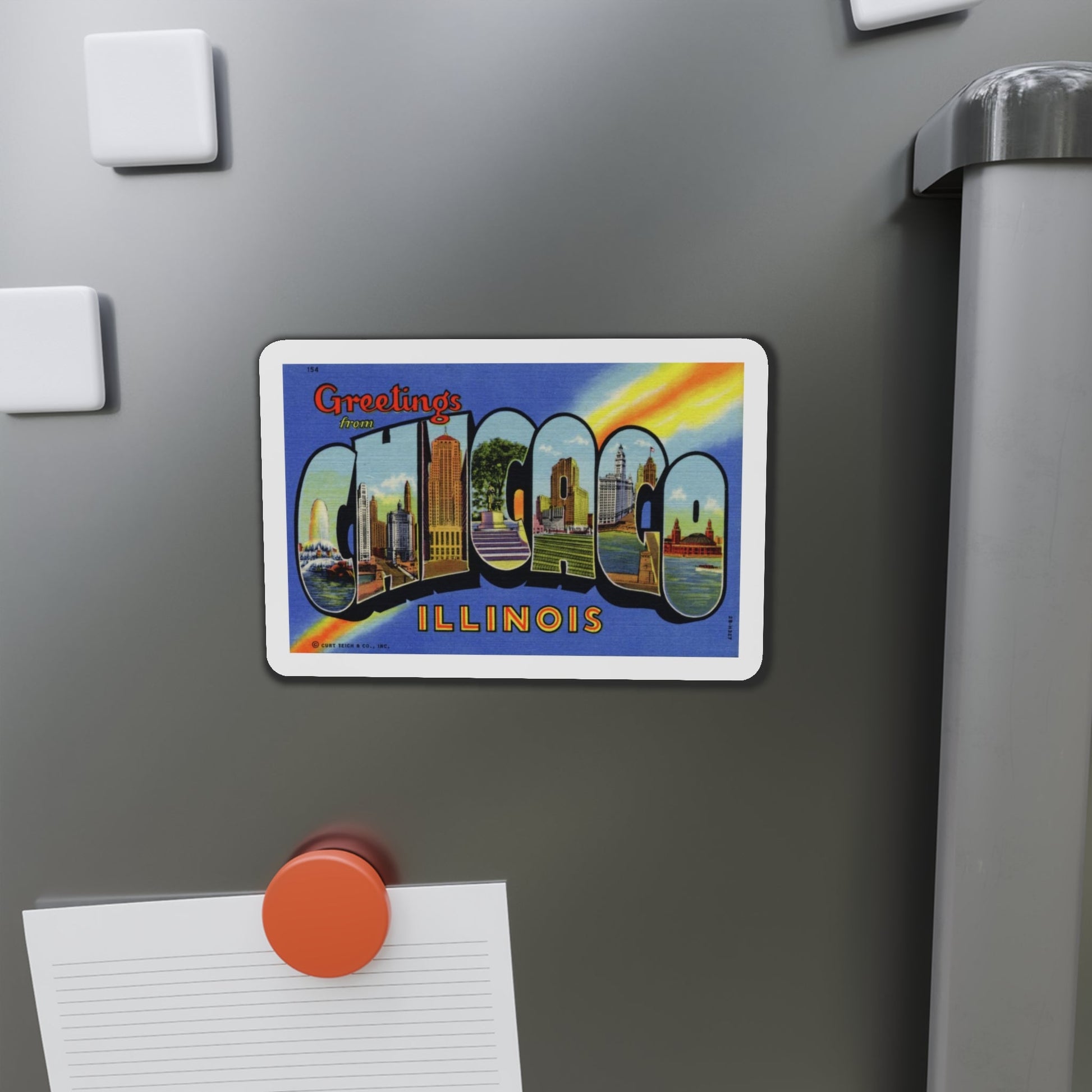 Greetings from Chicago Illinois (Greeting Postcards) Die-Cut Magnet-The Sticker Space