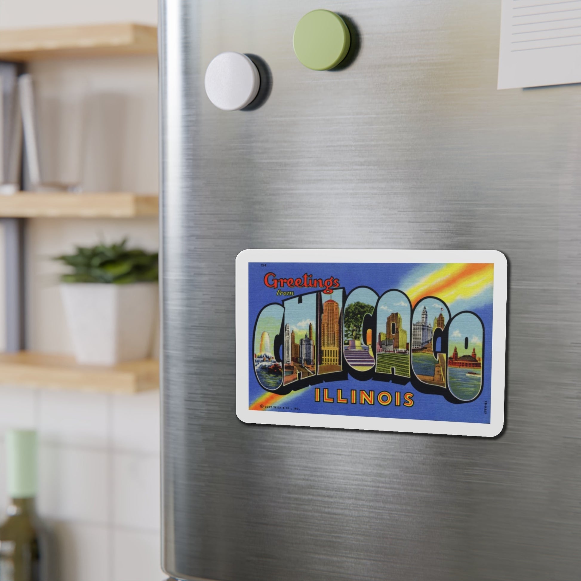 Greetings from Chicago Illinois (Greeting Postcards) Die-Cut Magnet-The Sticker Space