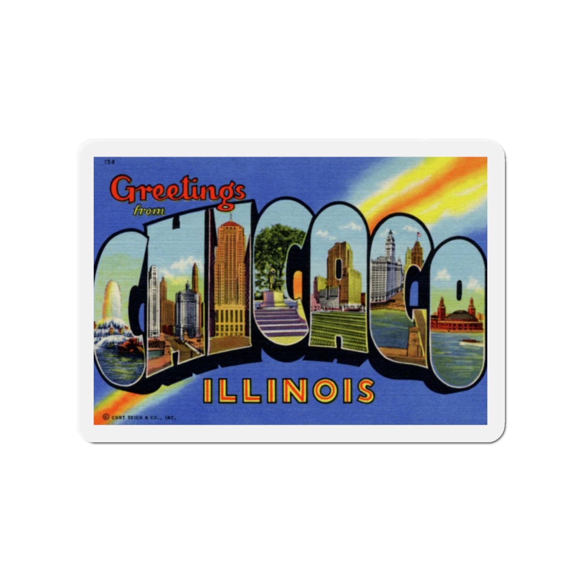 Greetings from Chicago Illinois (Greeting Postcards) Die-Cut Magnet-2" x 2"-The Sticker Space