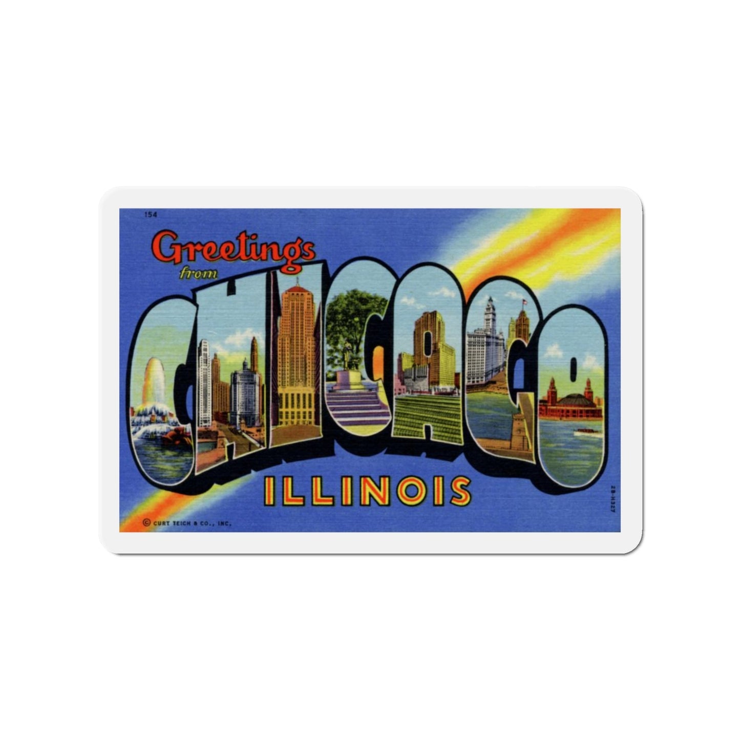 Greetings from Chicago Illinois (Greeting Postcards) Die-Cut Magnet-3" x 3"-The Sticker Space