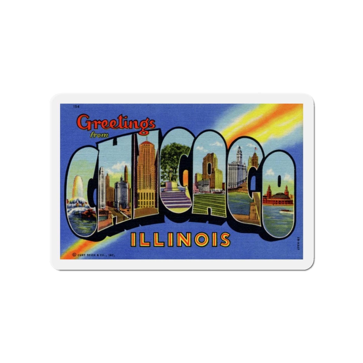 Greetings from Chicago Illinois (Greeting Postcards) Die-Cut Magnet-4" x 4"-The Sticker Space