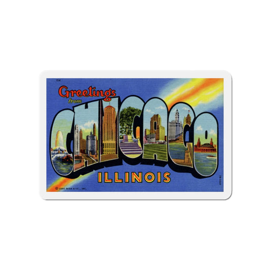 Greetings from Chicago Illinois (Greeting Postcards) Die-Cut Magnet-5" x 5"-The Sticker Space