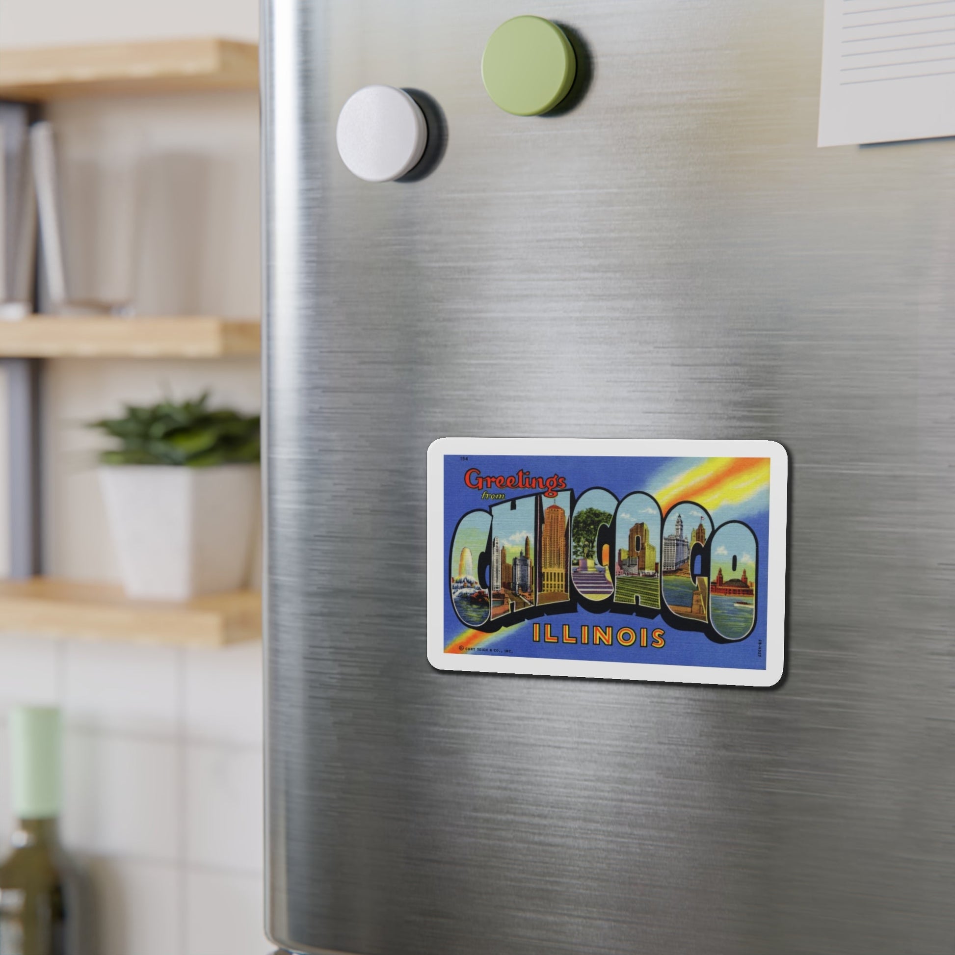 Greetings from Chicago Illinois (Greeting Postcards) Die-Cut Magnet-The Sticker Space