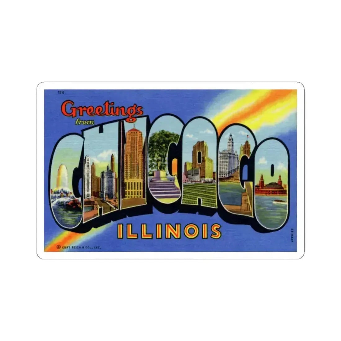 Greetings from Chicago Illinois (Greeting Postcards) STICKER Vinyl Kiss-Cut Decal 4 Inch White - The Sticker Space
