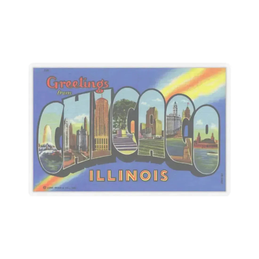 Greetings from Chicago Illinois (Greeting Postcards) STICKER Vinyl Kiss-Cut Decal 6 Inch Transparent - The Sticker Space