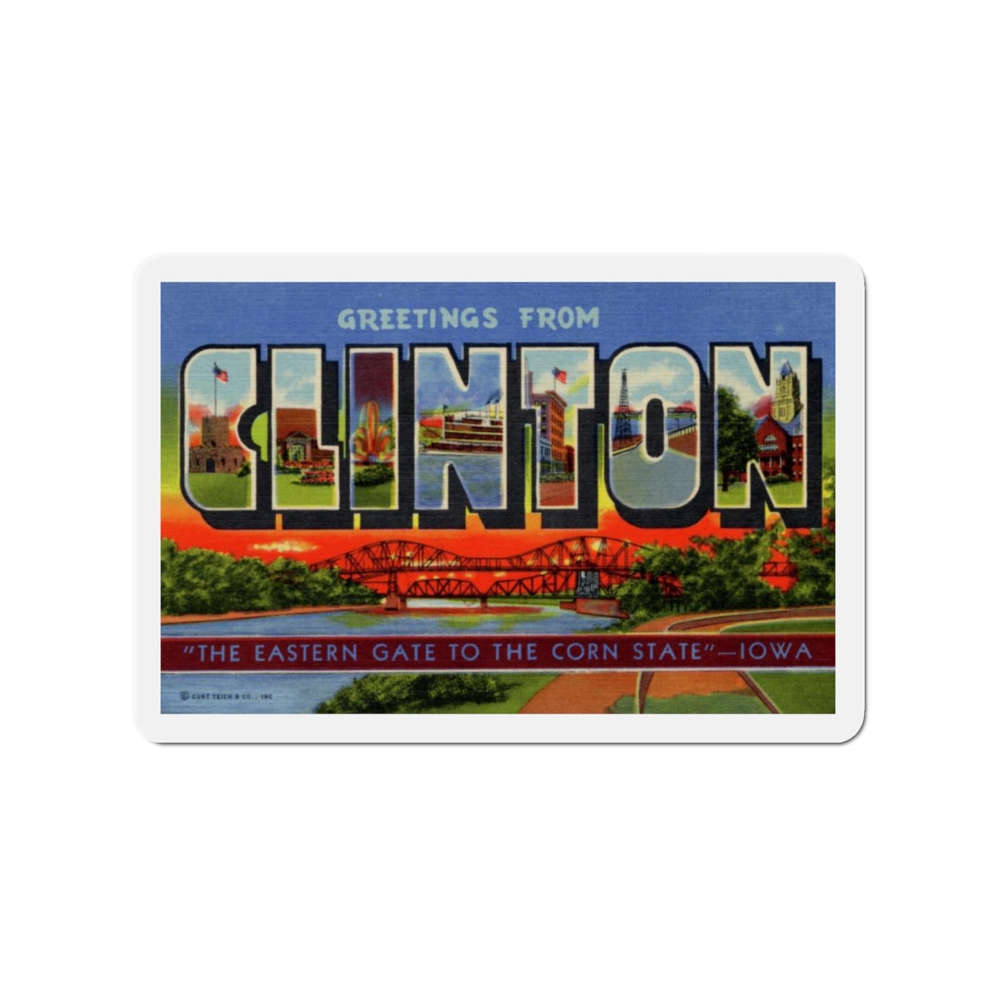 Greetings from Clinton (Greeting Postcards) Die-Cut Magnet-3" x 3"-The Sticker Space