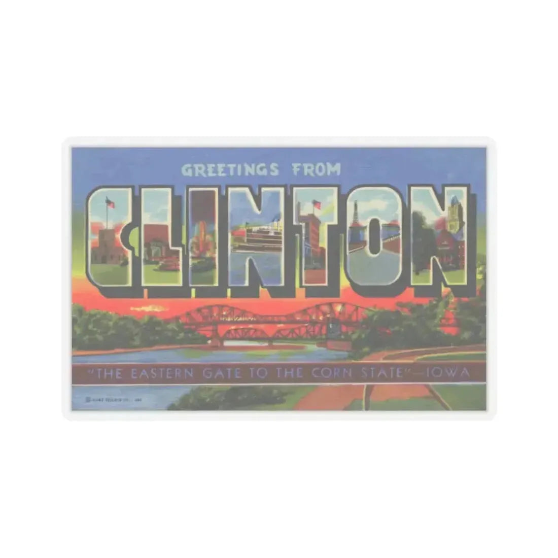 Greetings from Clinton (Greeting Postcards) STICKER Vinyl Kiss-Cut Decal 3 Inch Transparent - The Sticker Space