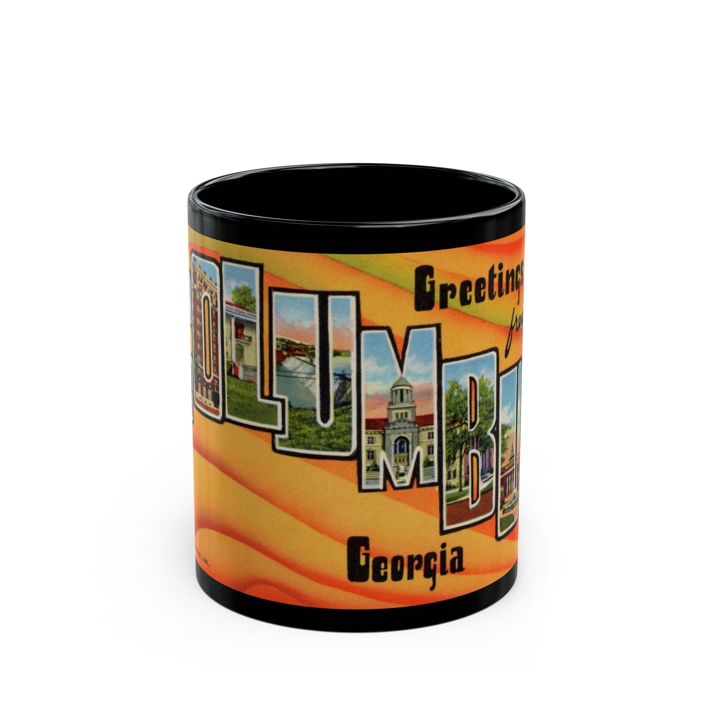 Greetings from Columbus Georgia (Greeting Postcards) Black Coffee Mug-11oz-The Sticker Space