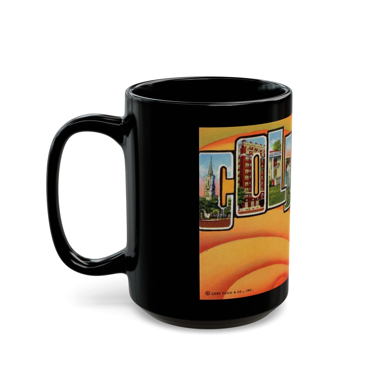 Greetings from Columbus Georgia (Greeting Postcards) Black Coffee Mug-The Sticker Space