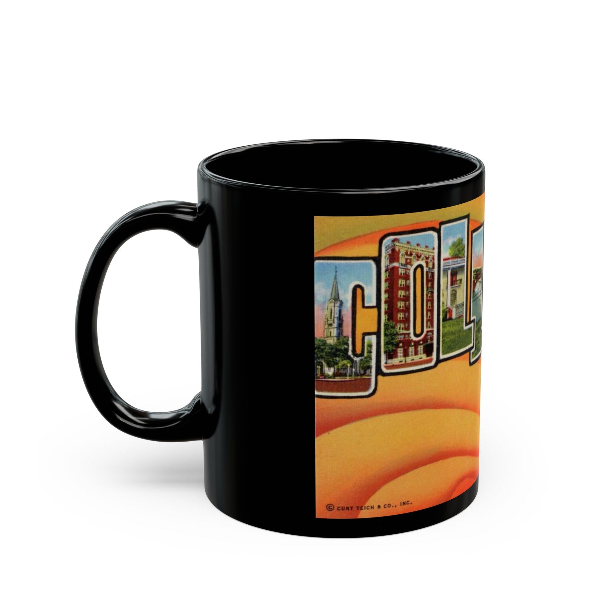 Greetings from Columbus Georgia (Greeting Postcards) Black Coffee Mug-The Sticker Space