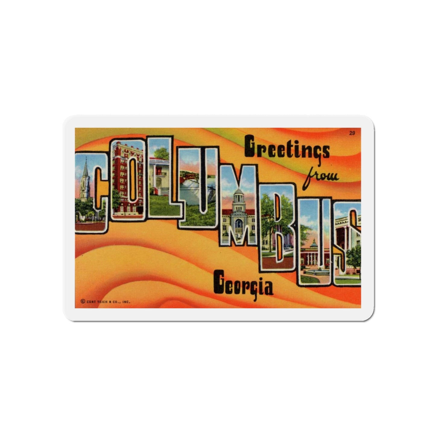 Greetings from Columbus Georgia (Greeting Postcards) Die-Cut Magnet-5" x 5"-The Sticker Space