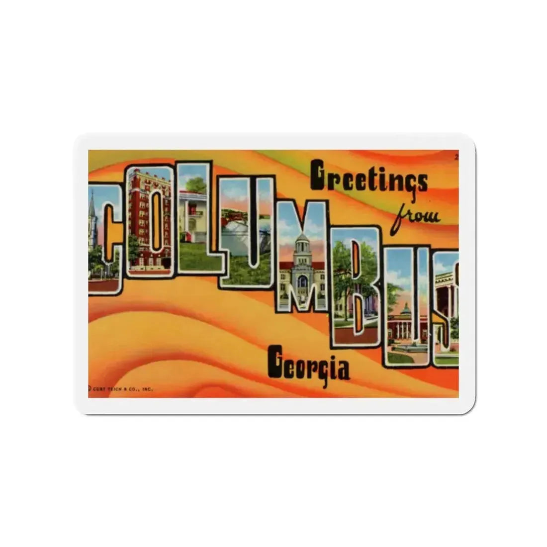 Greetings from Columbus Georgia (Greeting Postcards) Refrigerator Magnet 2 Inch - The Sticker Space