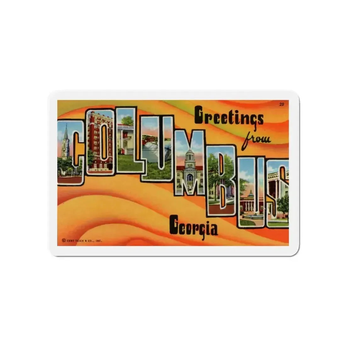 Greetings from Columbus Georgia (Greeting Postcards) Refrigerator Magnet - The Sticker Space