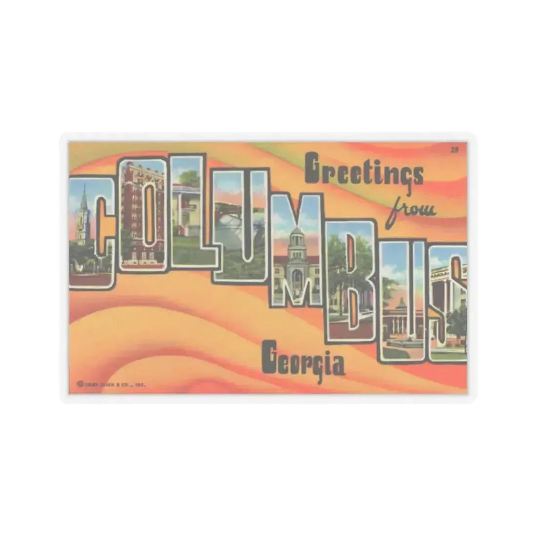 Greetings from Columbus Georgia (Greeting Postcards) STICKER Vinyl Kiss-Cut Decal 2 Inch Transparent - The Sticker Space