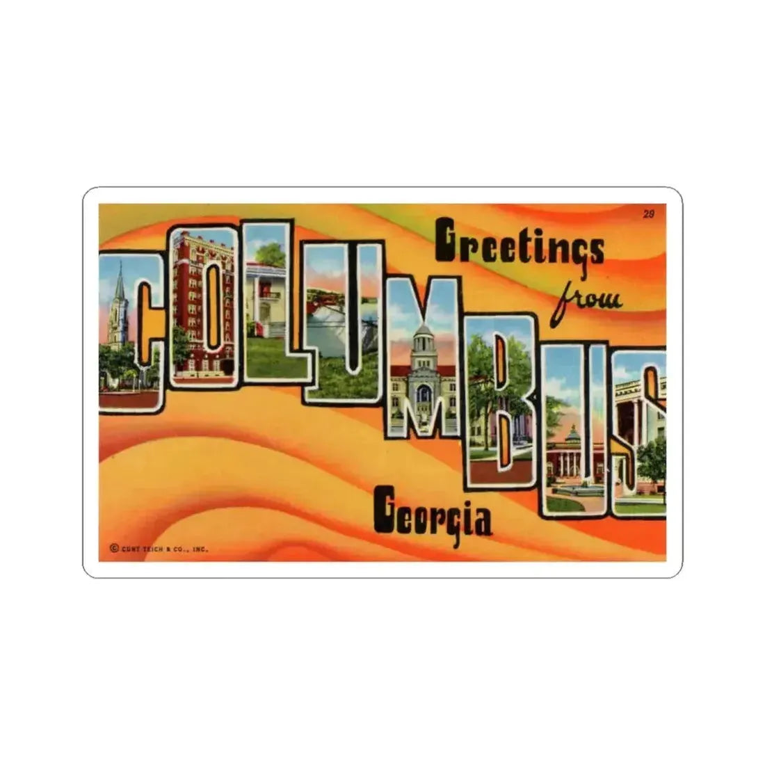 Greetings from Columbus Georgia (Greeting Postcards) STICKER Vinyl Kiss-Cut Decal 6 Inch White - The Sticker Space