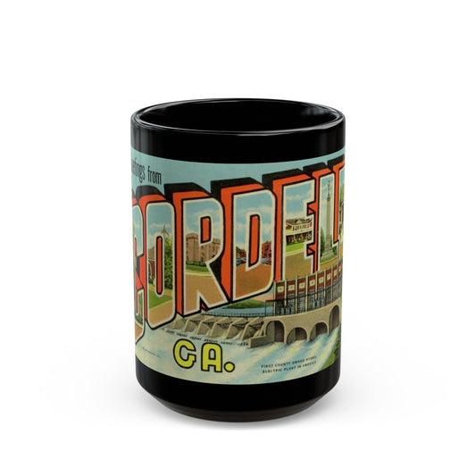 Greetings from Cordele GA (Greeting Postcards) Black Coffee Mug-15oz-The Sticker Space