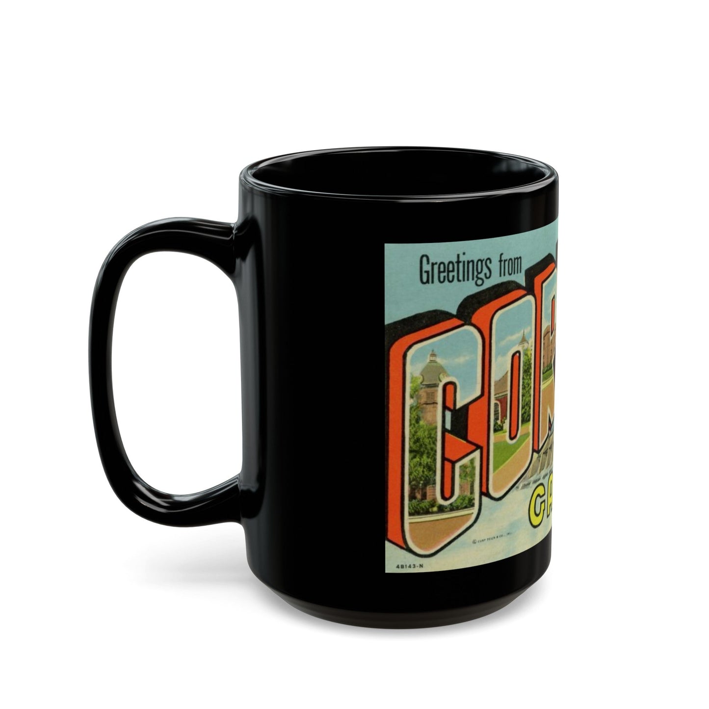 Greetings from Cordele GA (Greeting Postcards) Black Coffee Mug-The Sticker Space