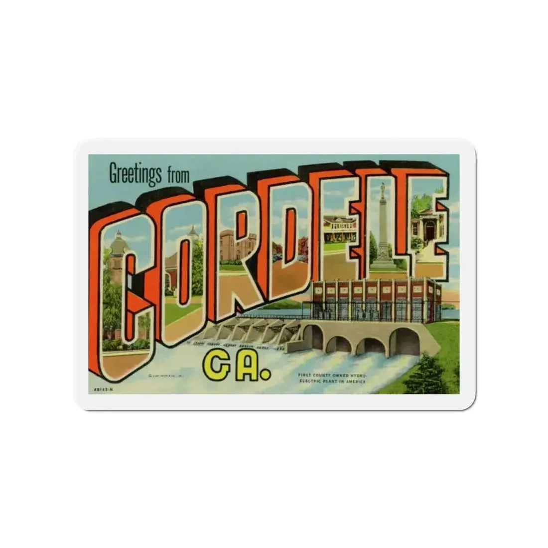 Greetings from Cordele GA (Greeting Postcards) Refrigerator Magnet 3 Inch - The Sticker Space