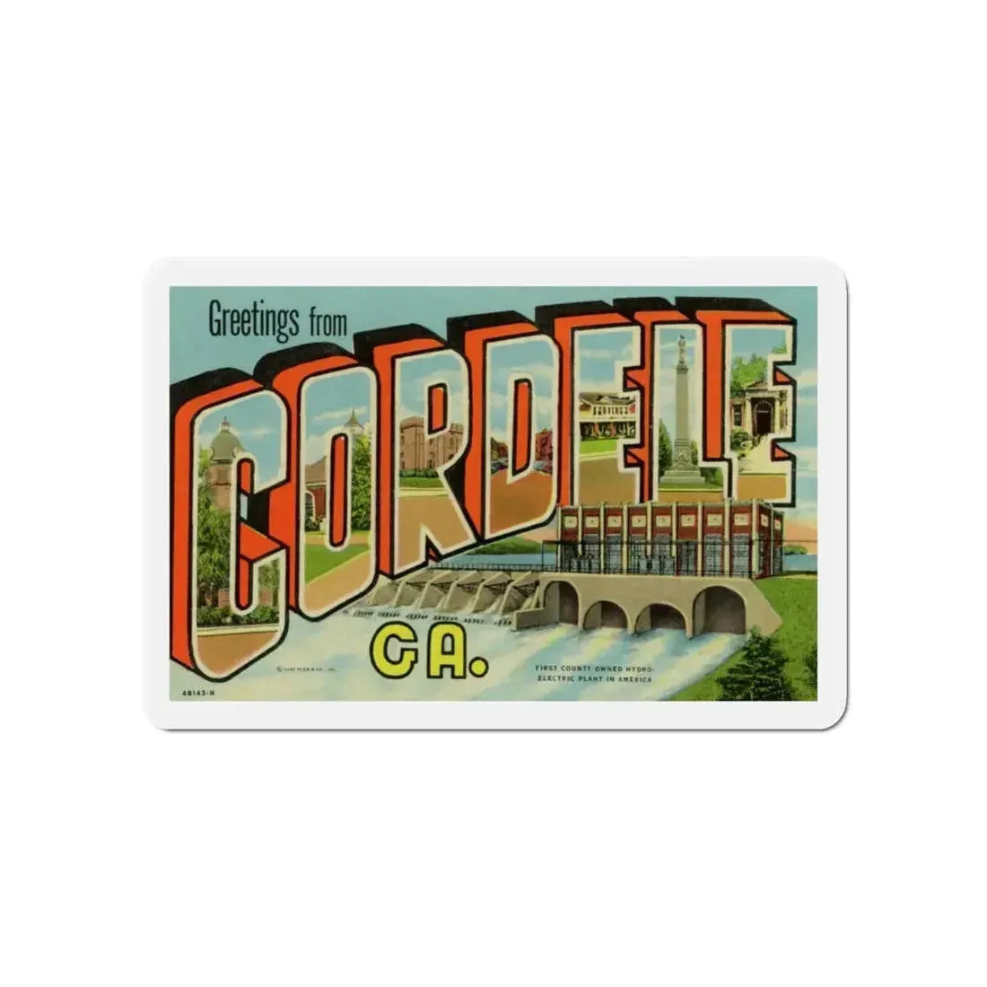 Greetings from Cordele GA (Greeting Postcards) Refrigerator Magnet 5 Inch - The Sticker Space