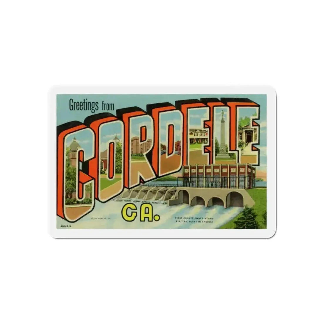 Greetings from Cordele GA (Greeting Postcards) Refrigerator Magnet - The Sticker Space