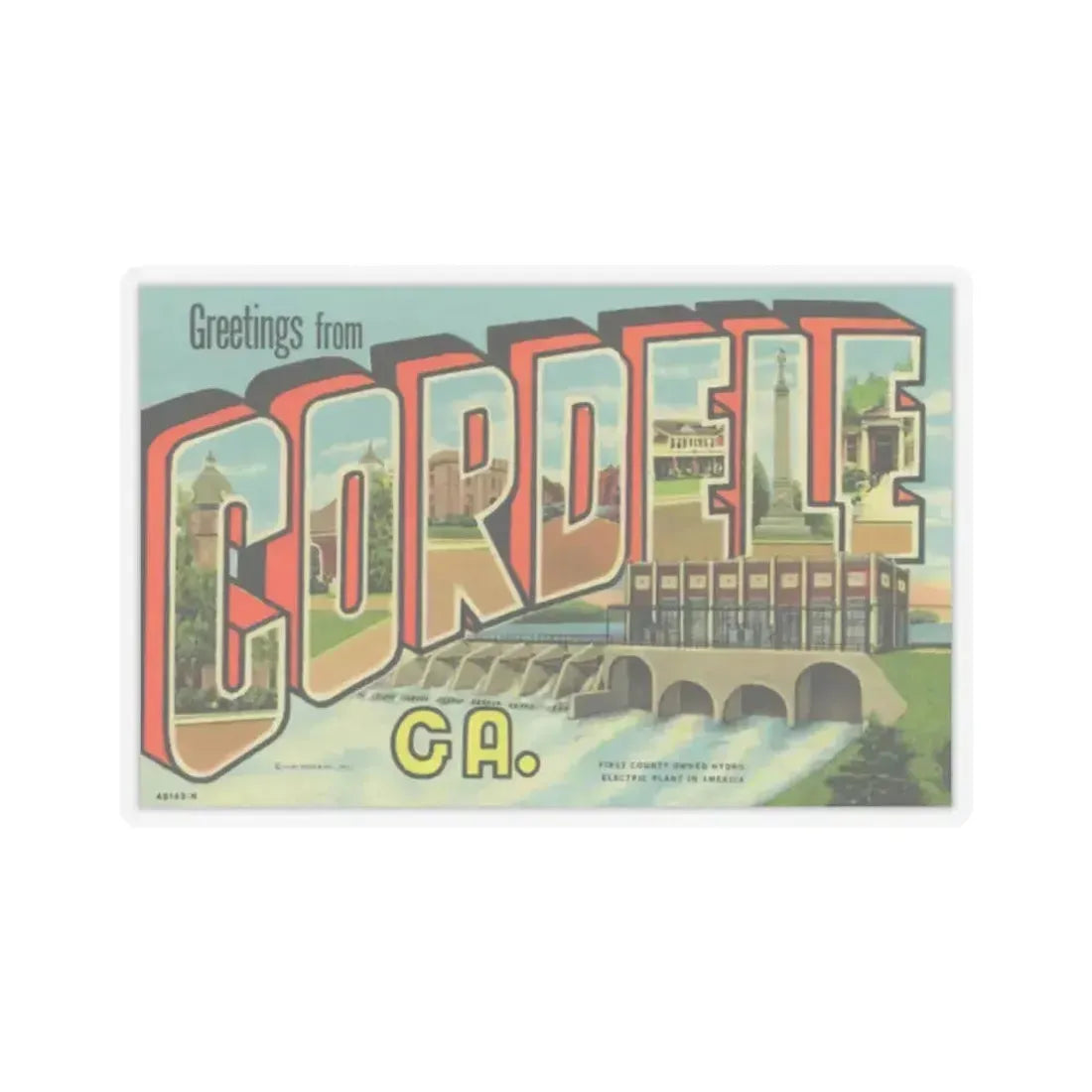 Greetings from Cordele GA (Greeting Postcards) STICKER Vinyl Kiss-Cut Decal 2 Inch Transparent - The Sticker Space